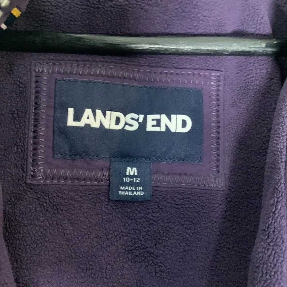 Lands’ End Parka Purple Medium Windbreaker Fleece Lined Full Zip Detachable Hood - Picture 3 of 17